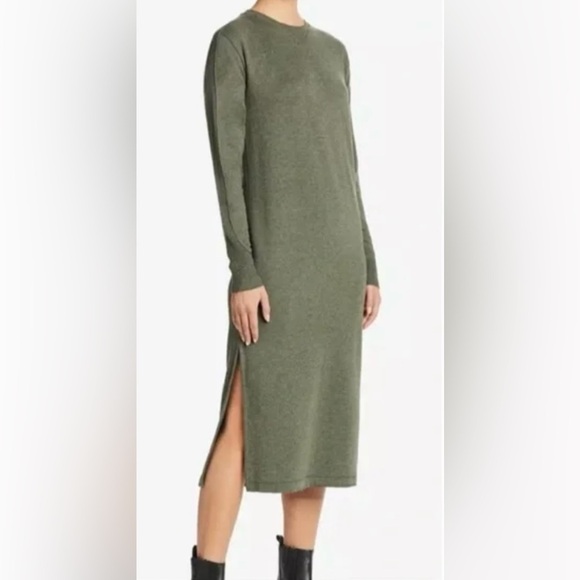 Rag And Bone Townes Dress Heather Army Green Crew Knit Midi Dress Size XSmall - Picture 1 of 9